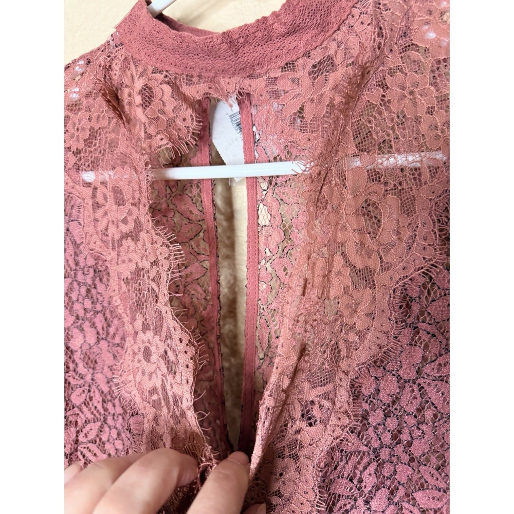 NWT'S Free People Tell Tale Lace Tunic Mini Dress Dusty Mauve Pink - Picture 5 of 11